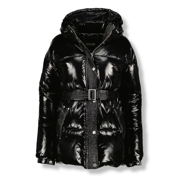 NOIZE AZZURA Hooded Belted Puffer Jacket - Picture 2 of 4